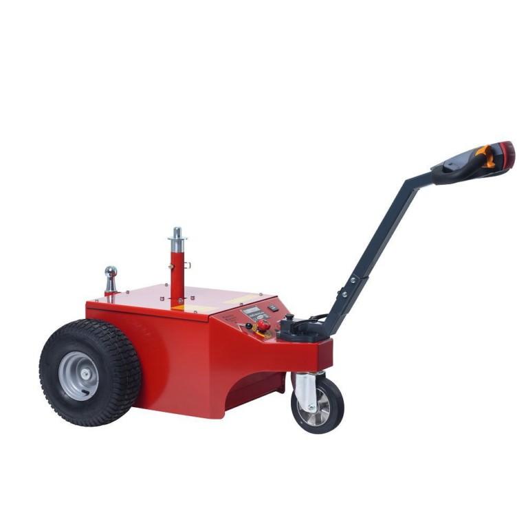 The Multi Mover is used by a single operator. It has a safety switch that cuts the power to the wheels if the mover hits the operator or the operator lets go of the handle.